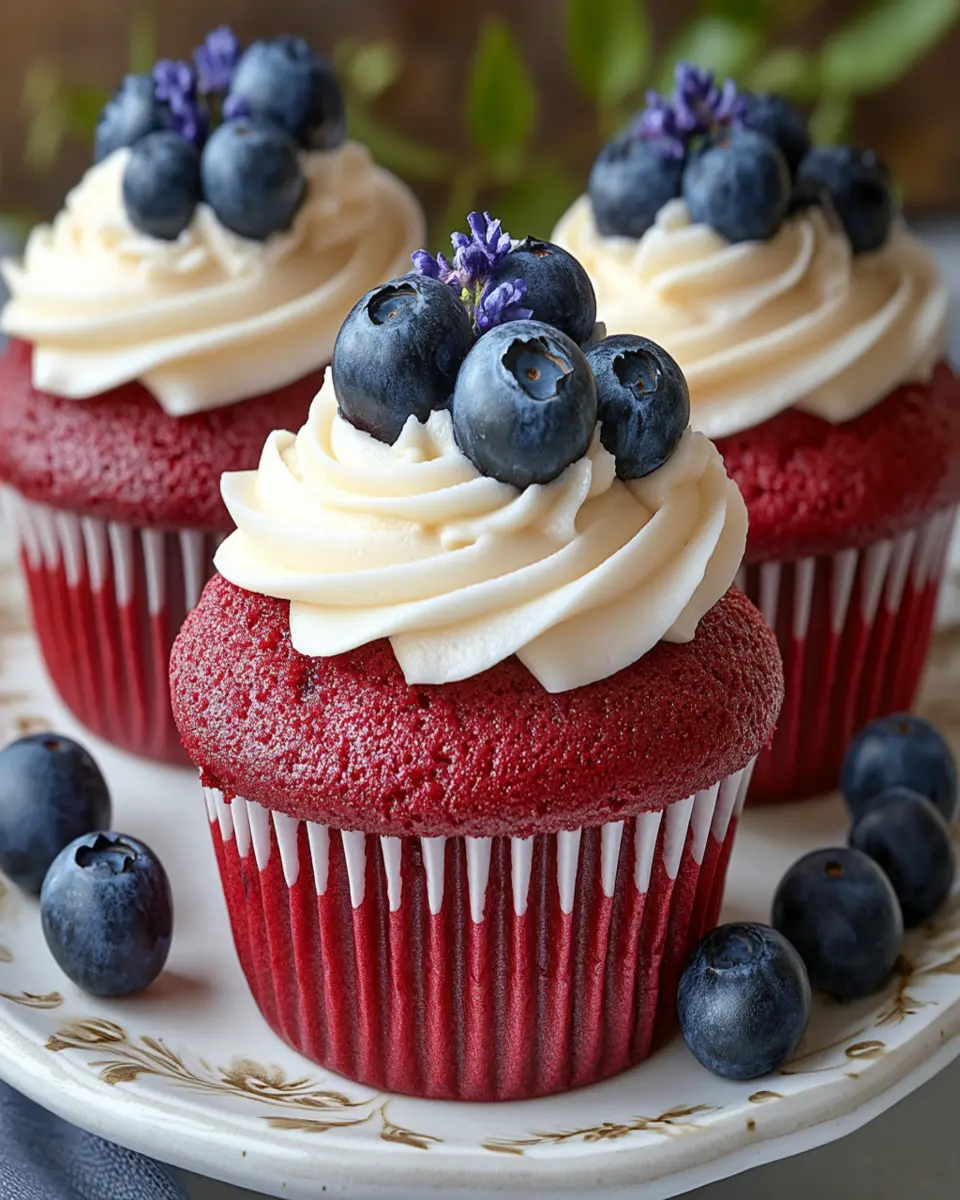 Red Velvet Blueberry Cupcakes First Image First Image