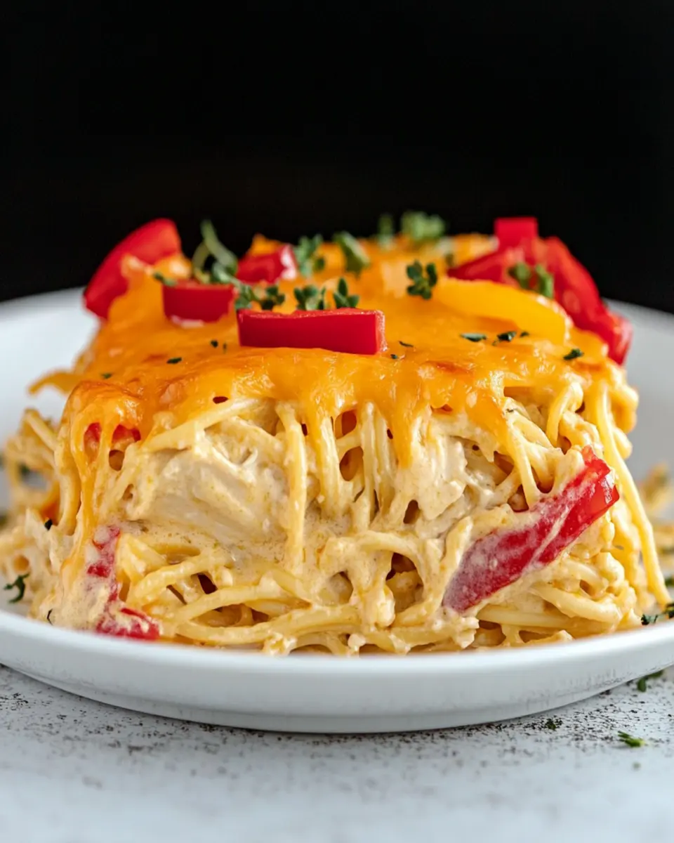 Irresistible Spicy Southern Cheesy Chicken Spaghetti Casserole First Image First Image