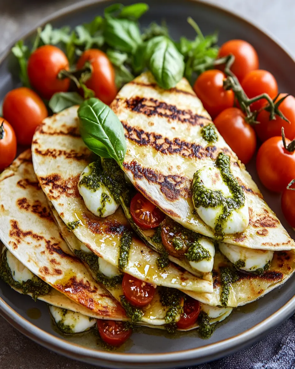 Caprese Pesto Quesadillas : Vegetarian, Fresh, and Packed with Mediterranean Flavor First Image First Image