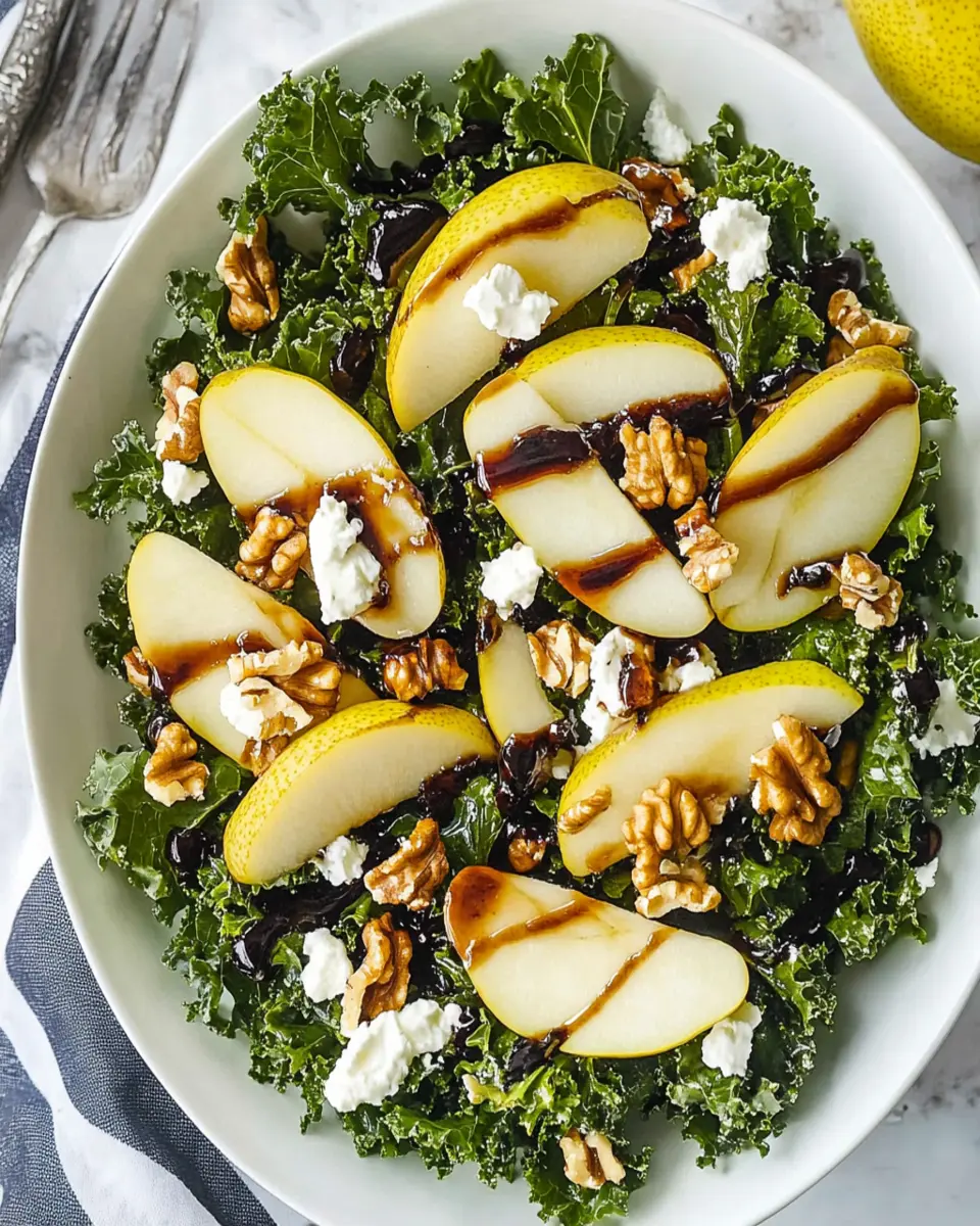 Delightful Pear Walnut Kale Salad with Balsamic Dressing First Image First Image