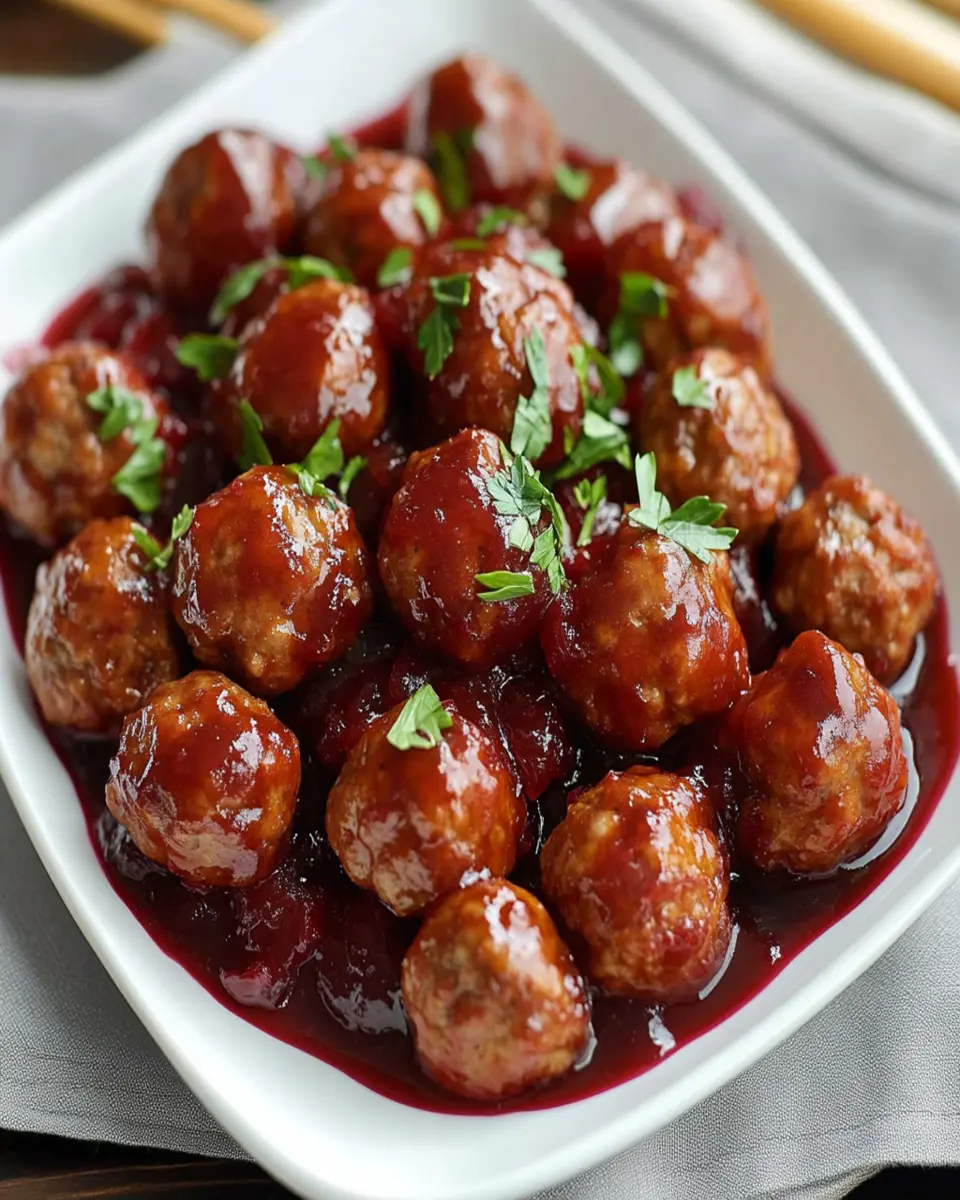 Crockpot Cranberry Meatballs (3 Ingredients) First Image First Image