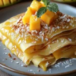 Tropical Mango Coconut Crêpes are a delicious delight! First Image First Image