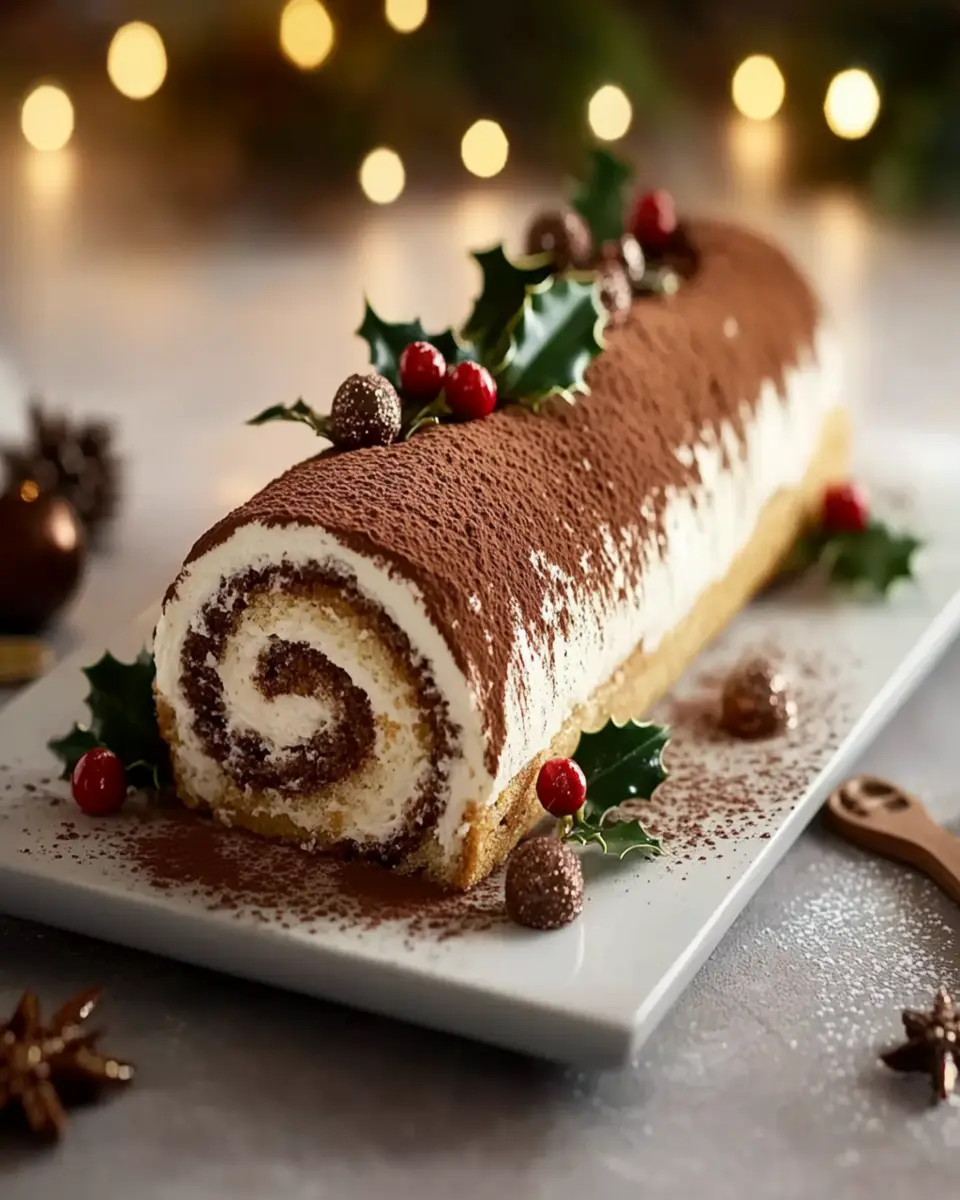 Gourmet Tiramisu Yule Log Cake: A Festive Italian-Inspired Christmas Dessert First Image First Image