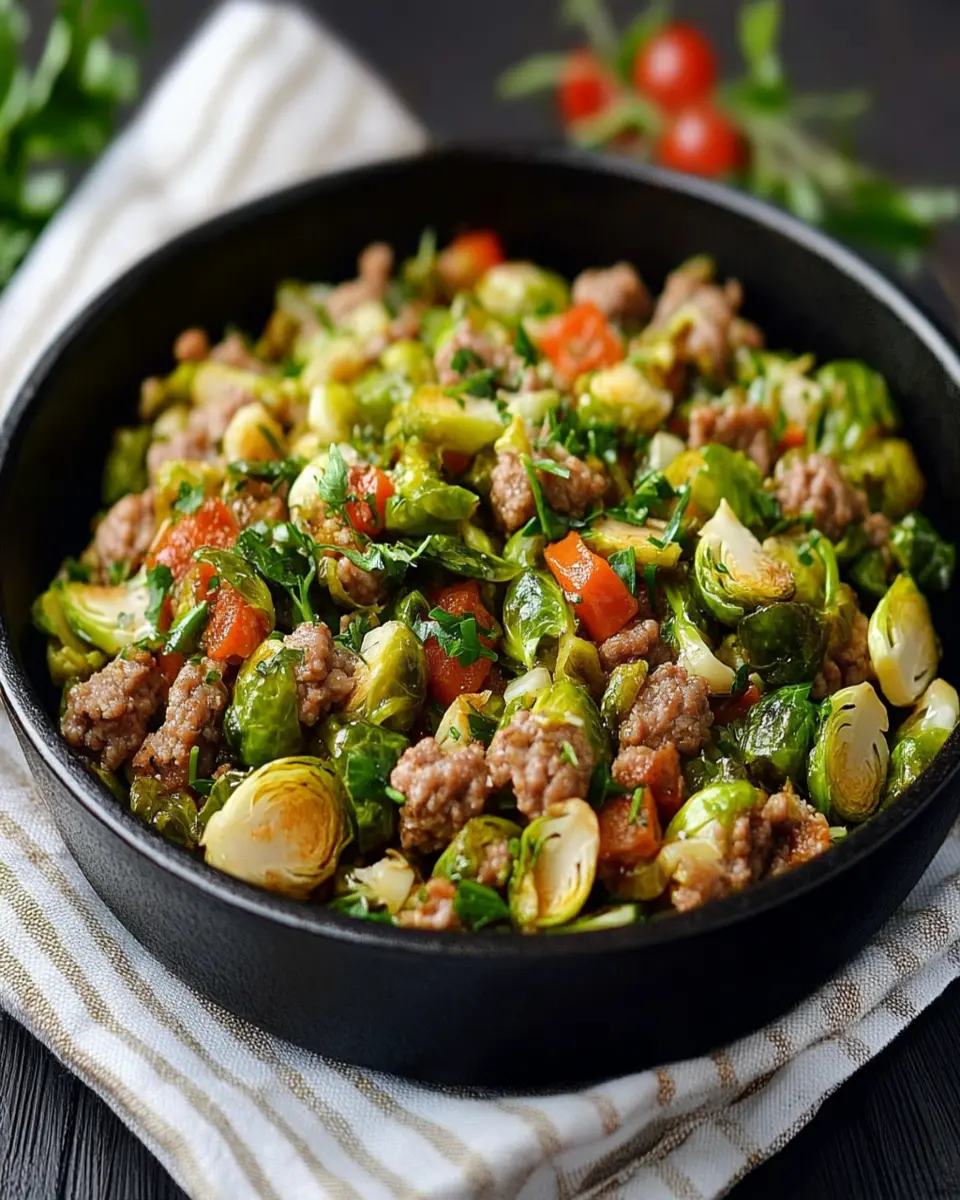 Brussels Sprouts Ground Turkey Skillet Recipe First Image First Image