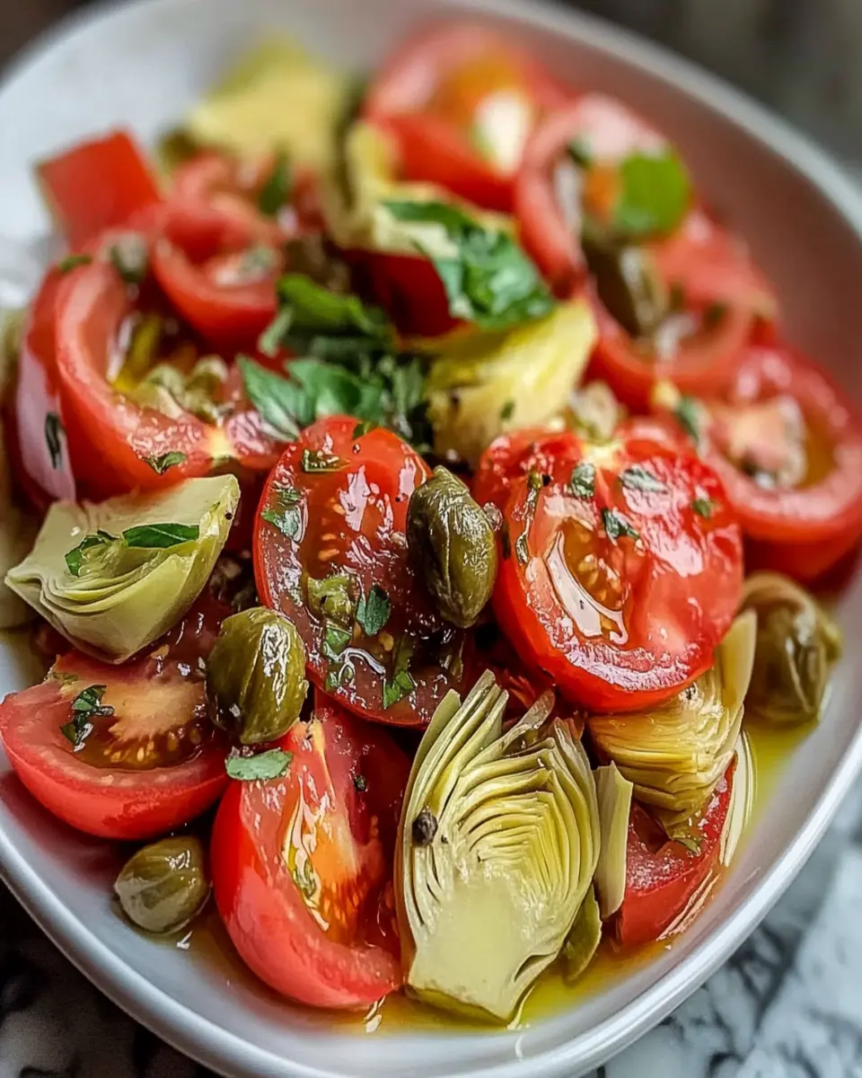 Refreshing Tomato and Artichoke Salad with Capers First Image First Image