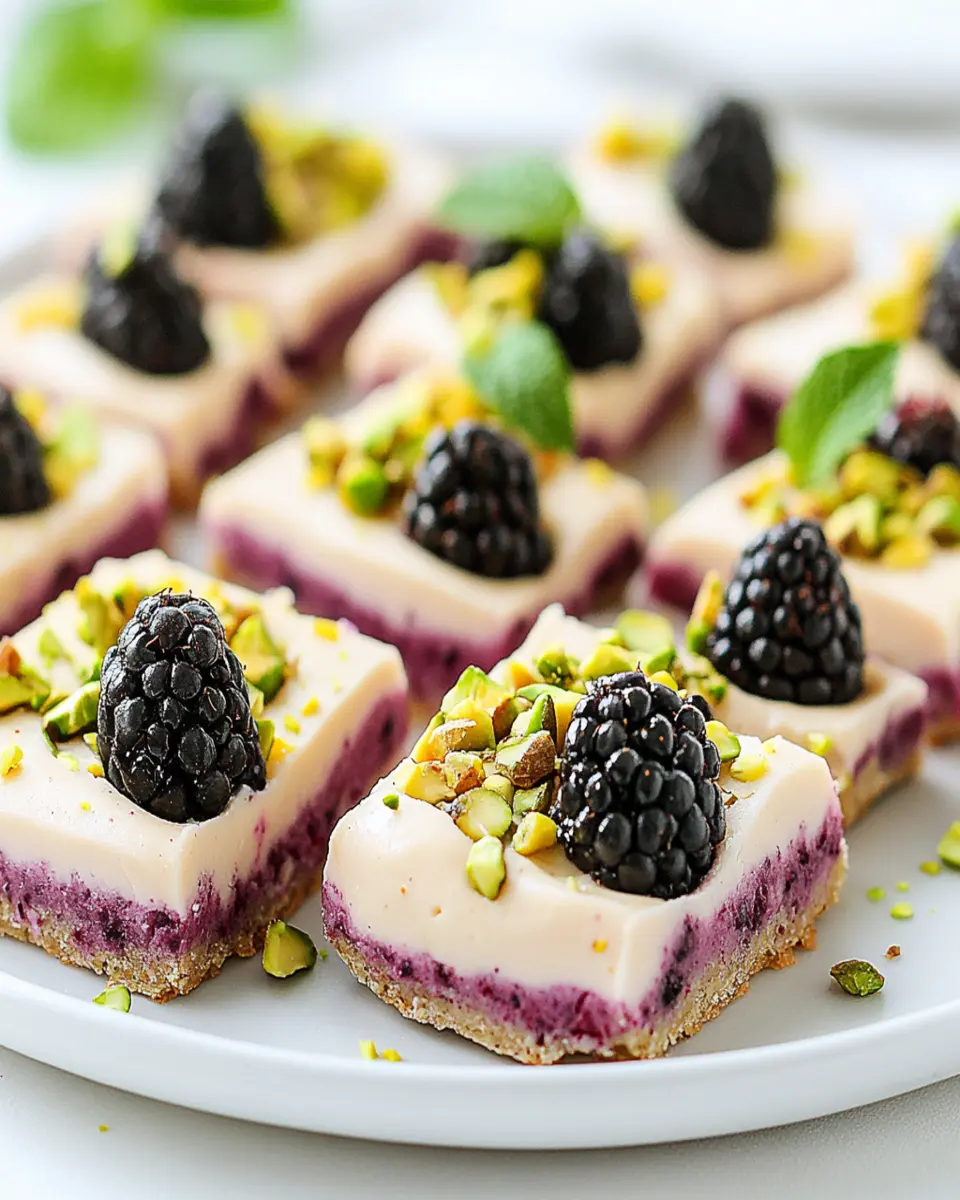 Easy Keto Blackberry Pistachio Dessert Bars First Image First Image