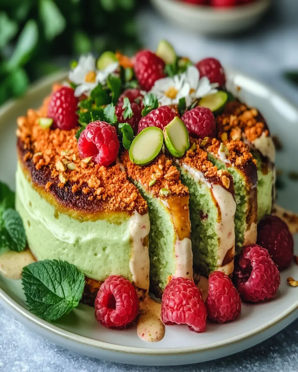 Heavenly Keto Pistachio Raspberry Cake First Image First Image