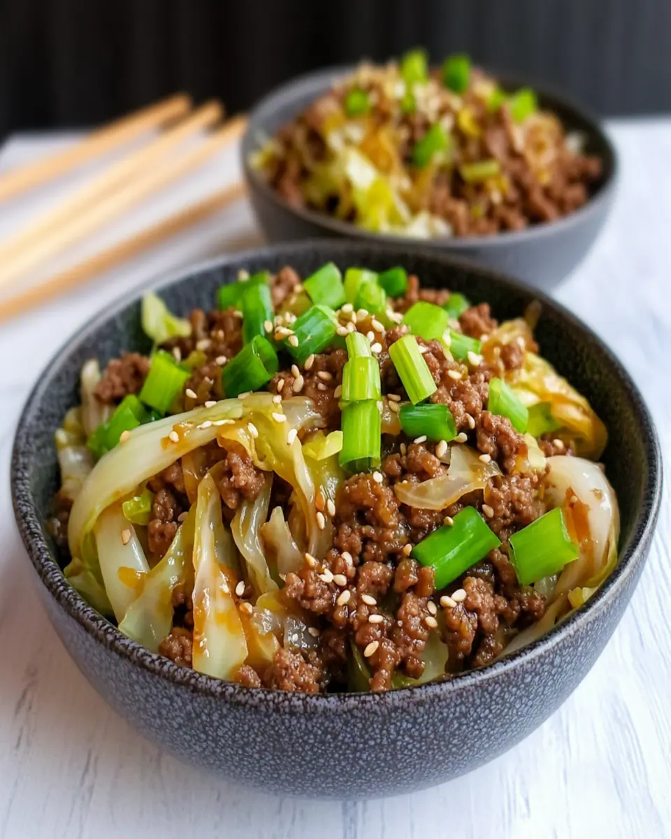 Low-Carb Mongolian Ground Beef and Cabbage Recipe First Image First Image