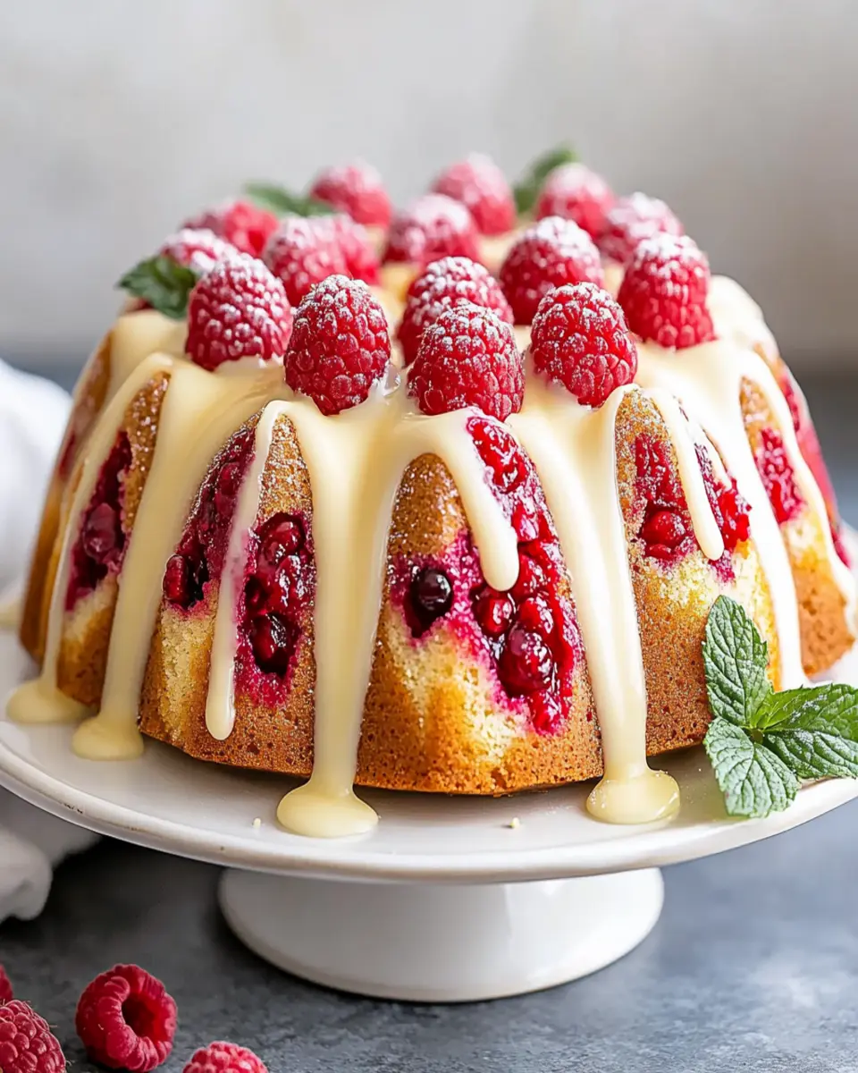 Raspberry White Chocolate Bundt Cake-Decadent Treat First Image First Image