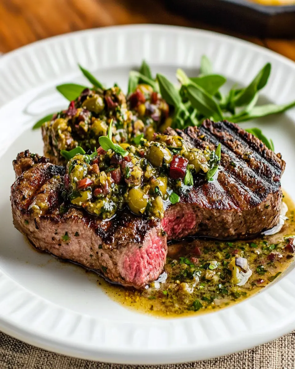 Pan Grilled Steak (with Olive Sauce) First Image First Image