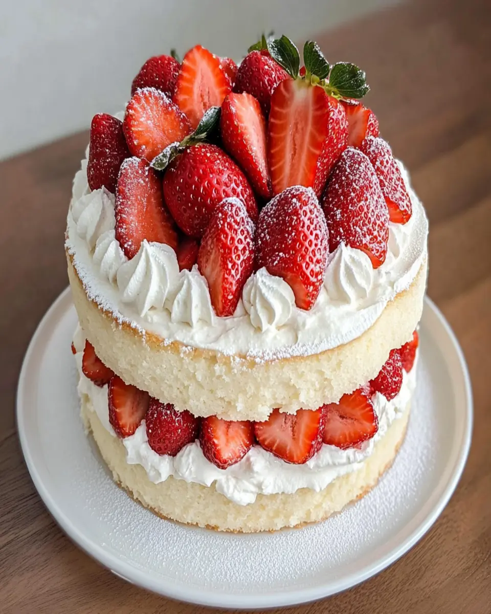 Layered Strawberry Angel Food Cake First Image First Image