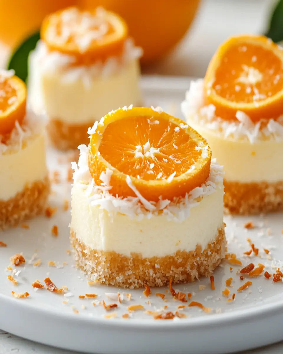 MINI ORANGE COCONUT CHEESECAKES: A Tropical Delight! First Image First Image