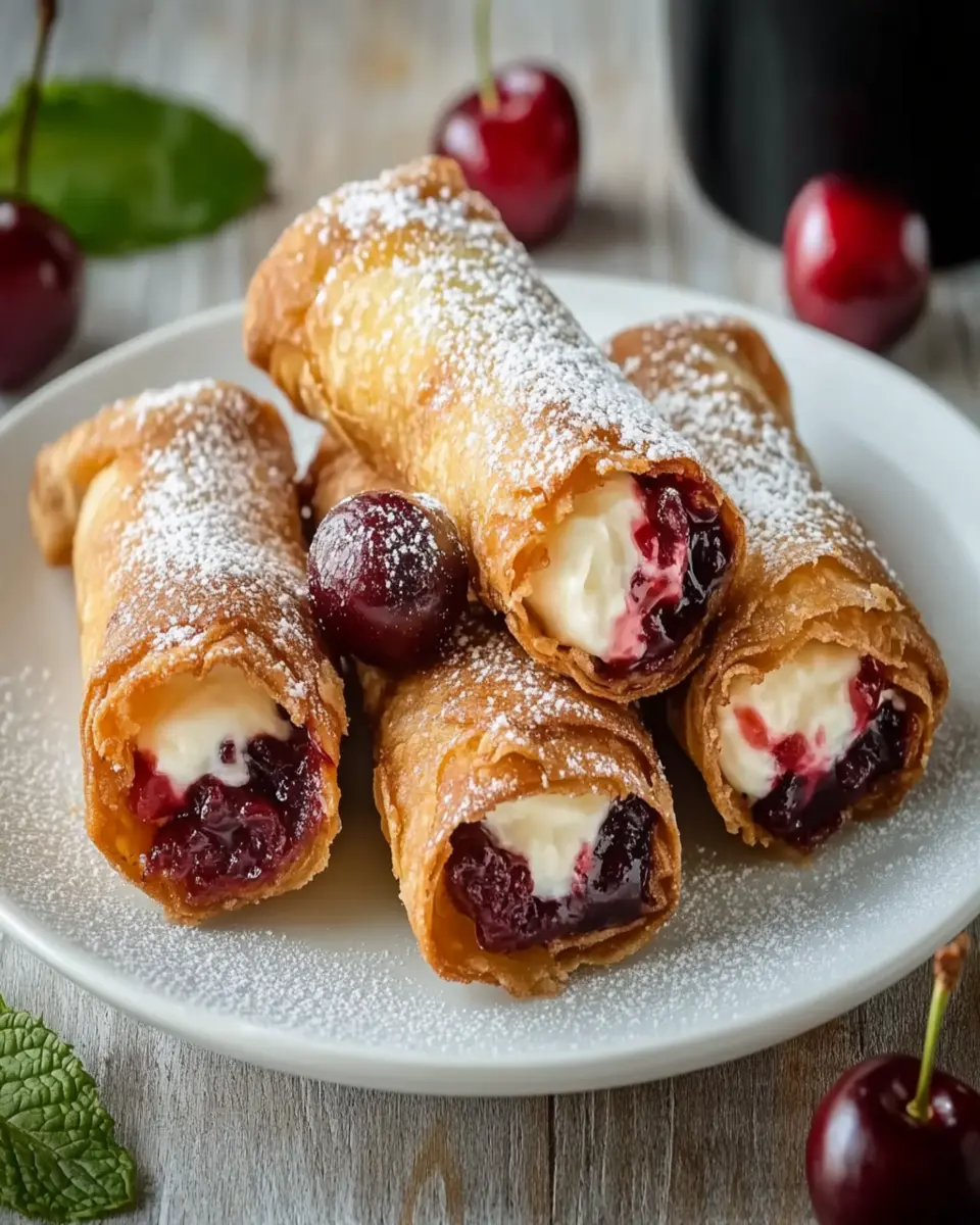 Homemade Air Fryer Cherry Cheesecake Egg Rolls First Image First Image