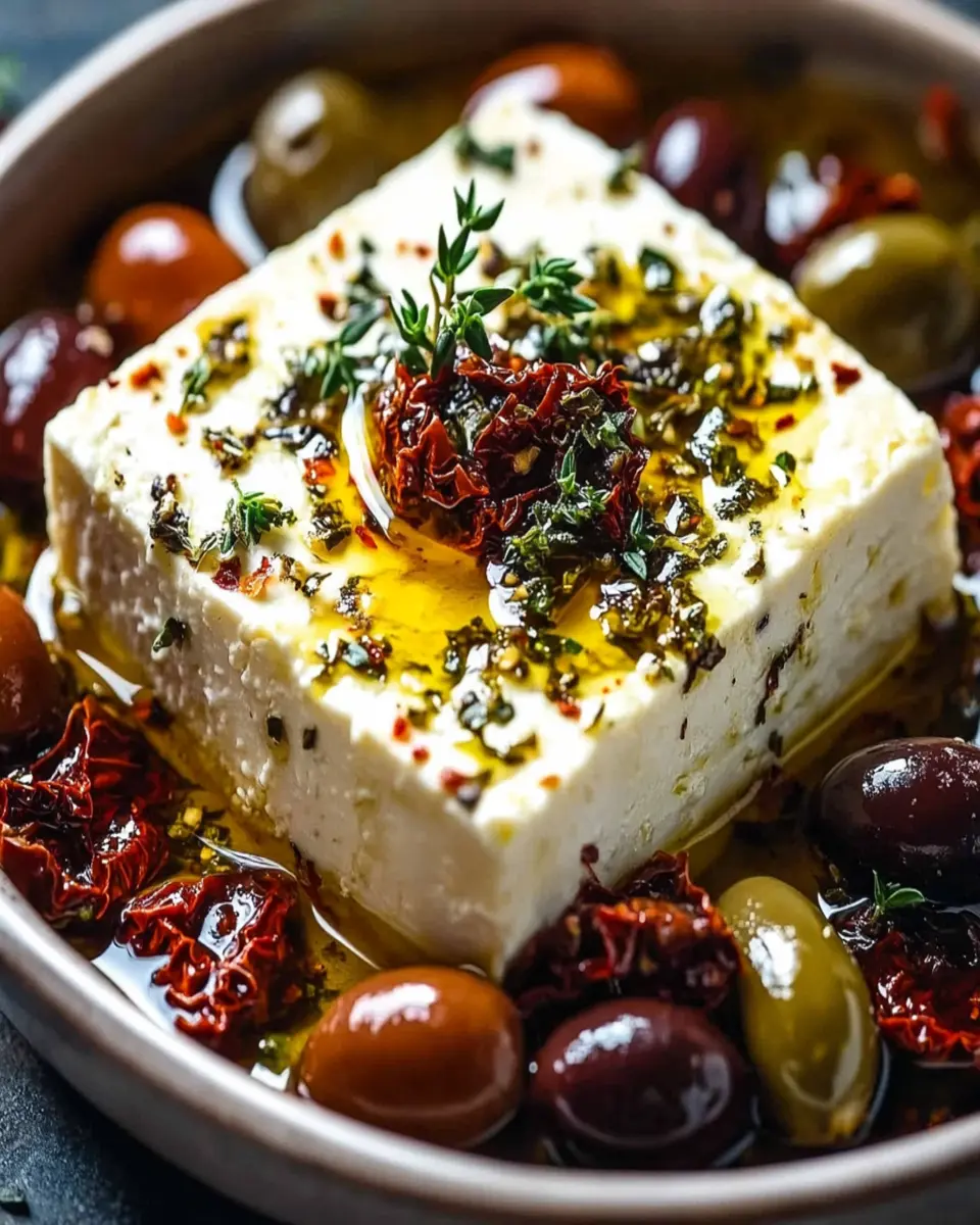 Baked Feta with Olives and Sun-Dried Tomatoes First Image First Image