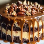 Caramel Turtle Poke Cake – Gooey Chocolate Caramel Dessert First Image First Image