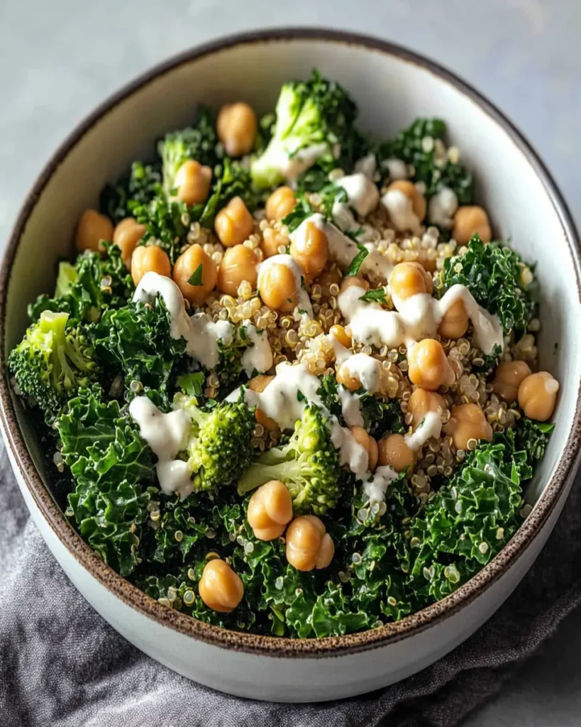 Easy Kale Chickpea Quinoa Salad with Broccoli & Lemon First Image First Image