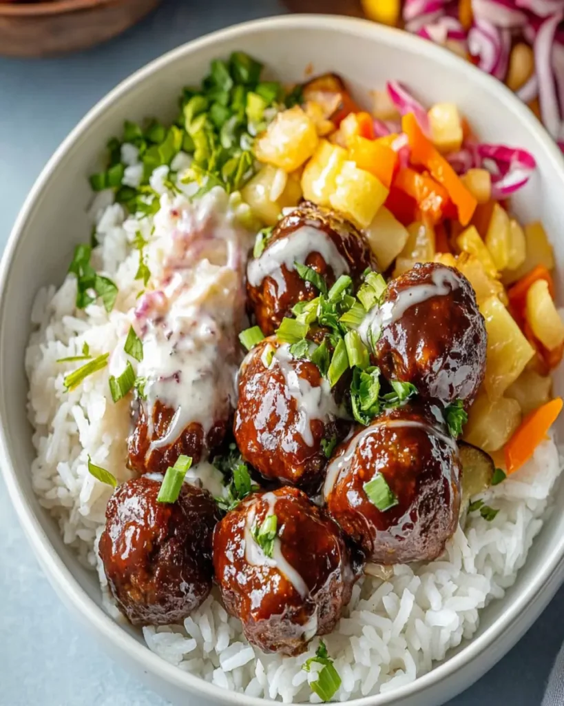 BBQ Meatball Rice Bowls First Image First Image