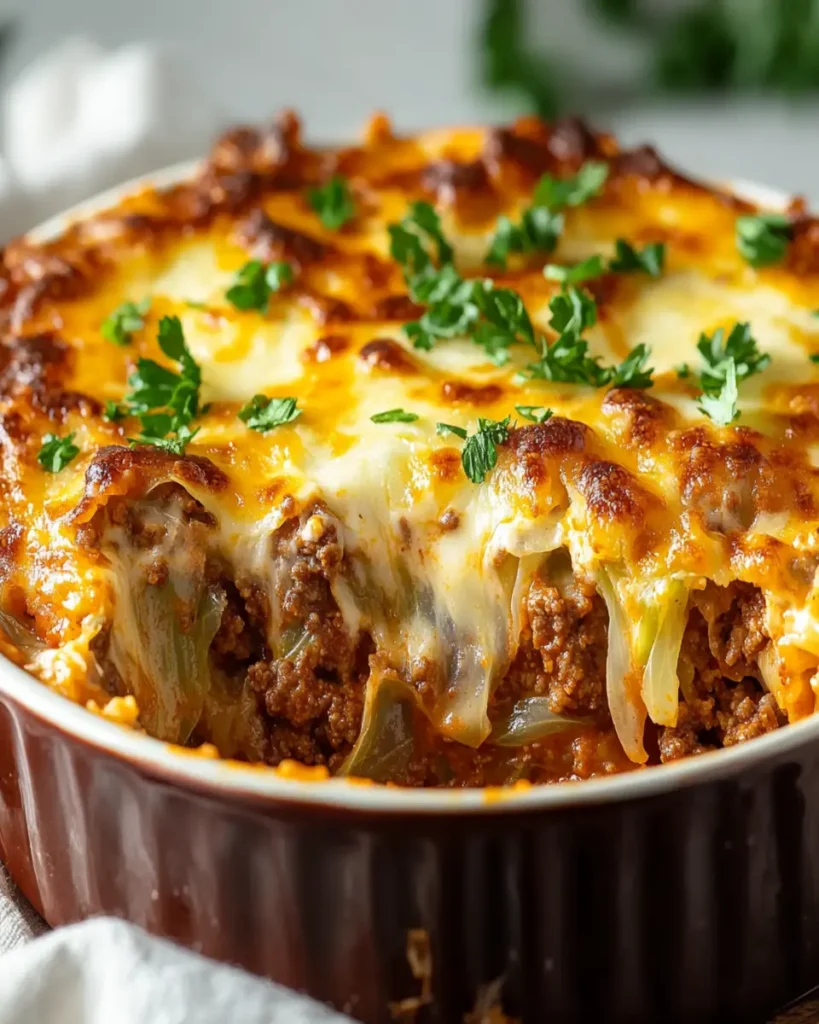 Cheesy Ground Beef and Cabbage Casserole First Image First Image